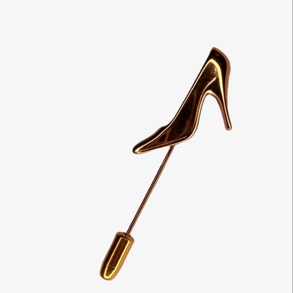 Ferragamo Gold Plated High Heel Lapel Stick Pin Brooch Hat Pin - Picture 1 of 5